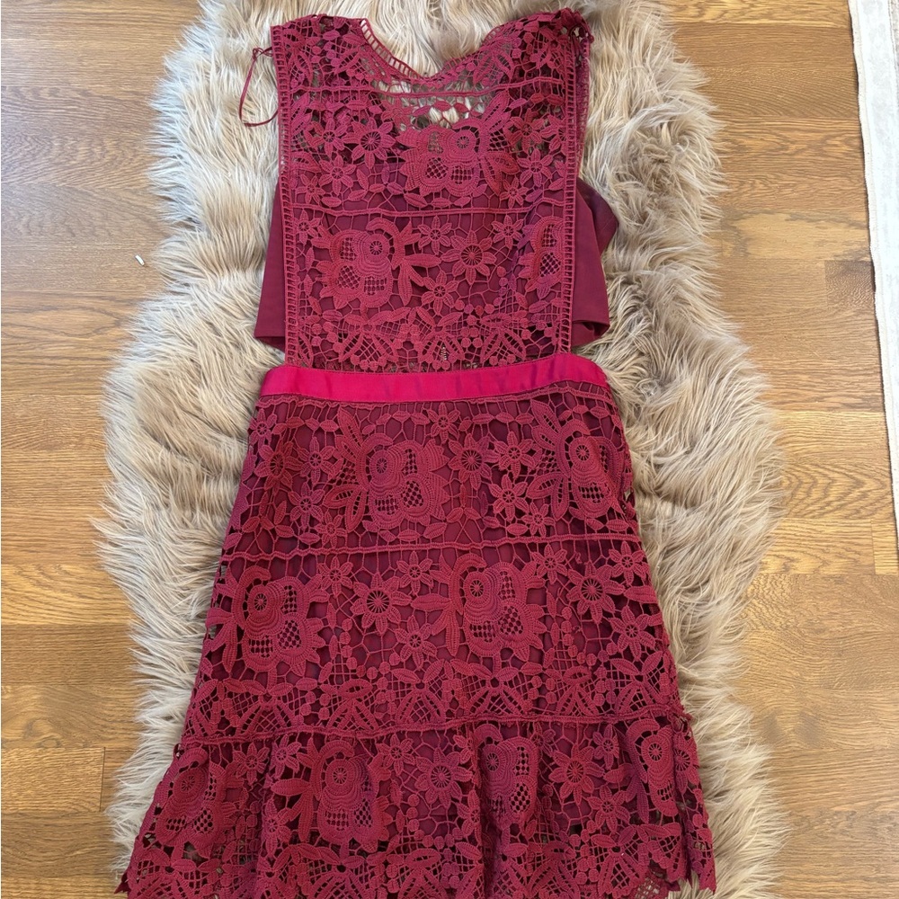 Elegant Burgundy Lace Kids Dress